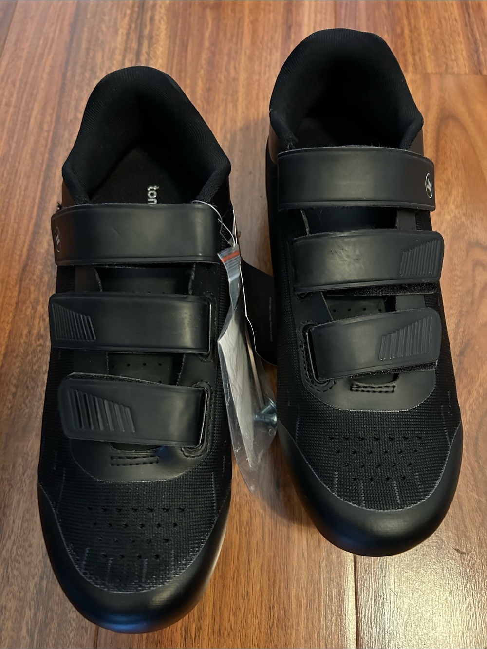 Men's Black Cycling Shoes with Triple Strap Closure